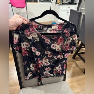 Sheer floral crop top